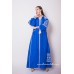 Boho Style Embroidered Maxi Dress Blue with White Embroidery